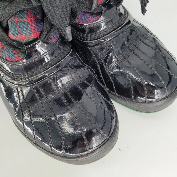 Sorel Tivoli black bumper red greed plaid rubber waterproof booties 10 - Picture 8 of 12